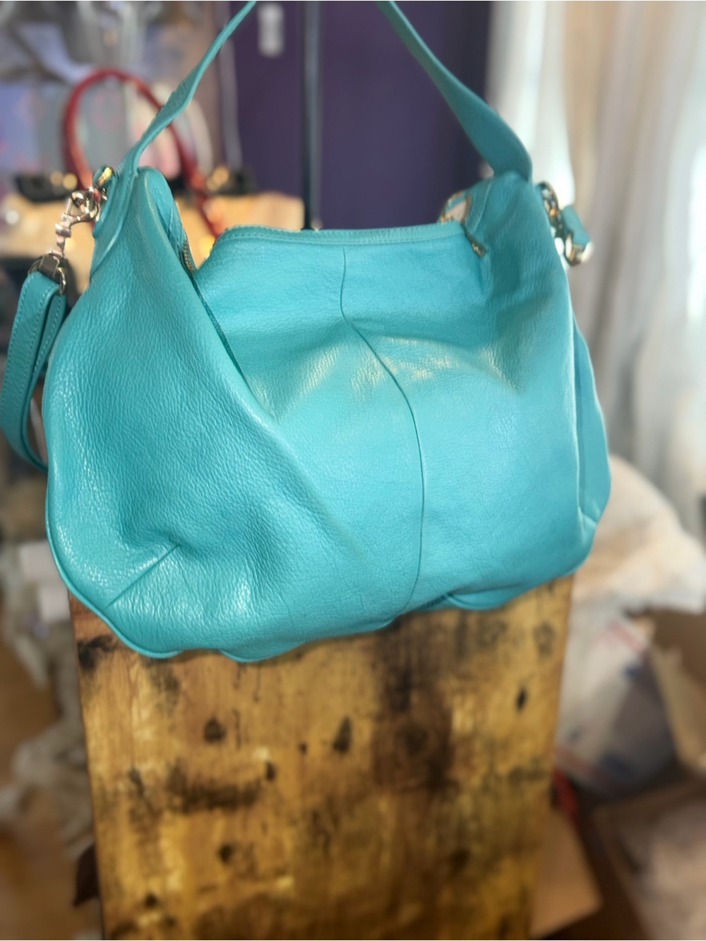 Tory Burch Turquoise 2 way bag and matching wallet! NWOT - Picture 6 of 16